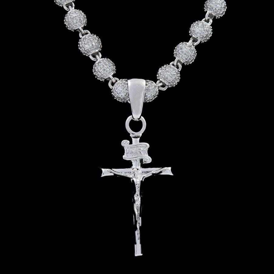 Crucifix Cross Pendant in White Gold