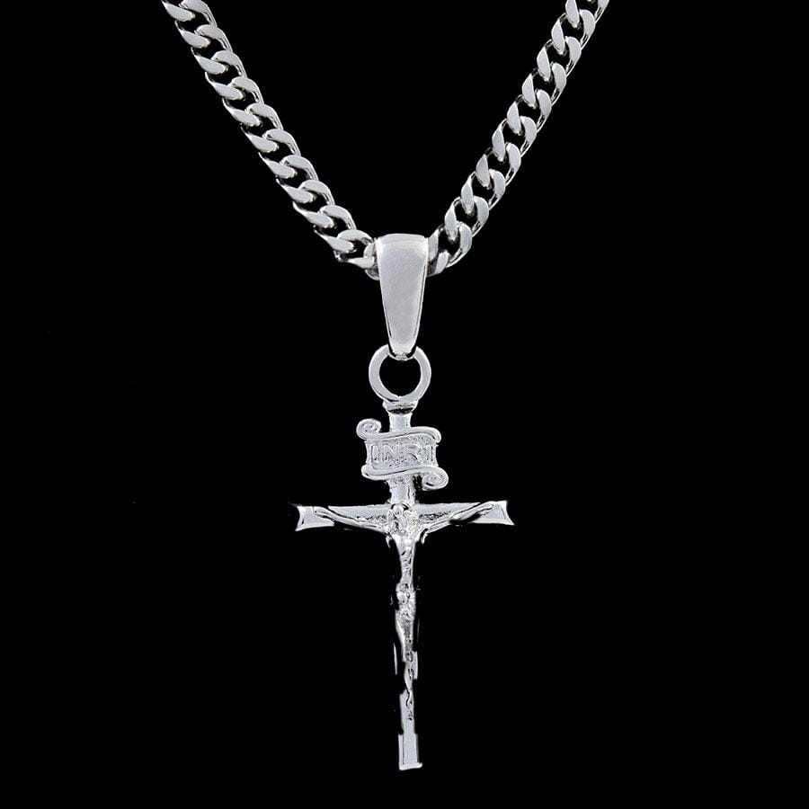 Crucifix Cross Pendant in White Gold