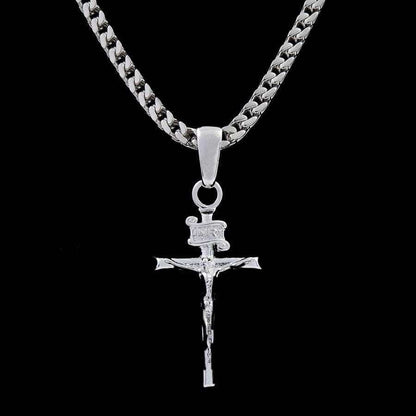 Crucifix Cross Pendant in White Gold