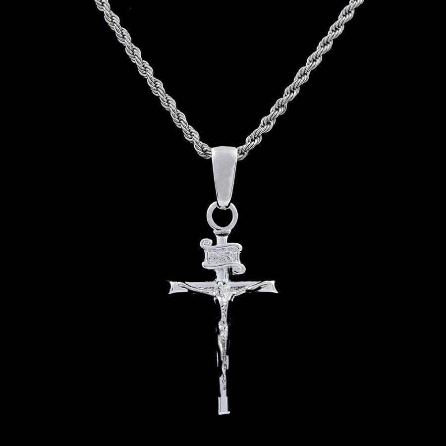 Crucifix Pendant in White Gold