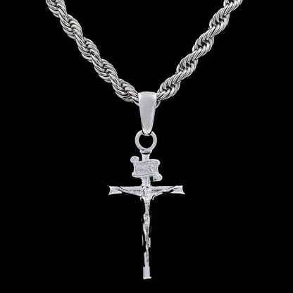 Crucifix Cross Pendant in White Gold