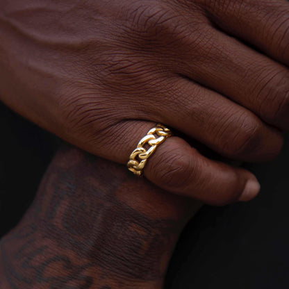 Cuban Band Ring in Yellow Gold - 7mm