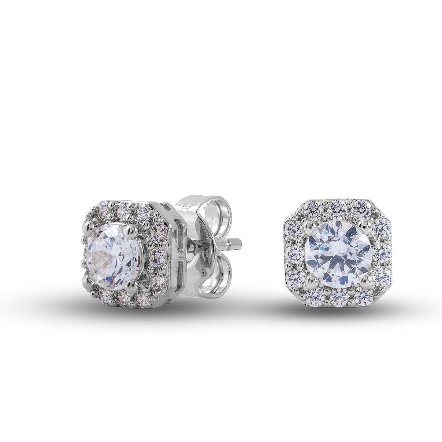 Cushion Cut Lab Grown Diamond Stud Earrings in Solid White Gold