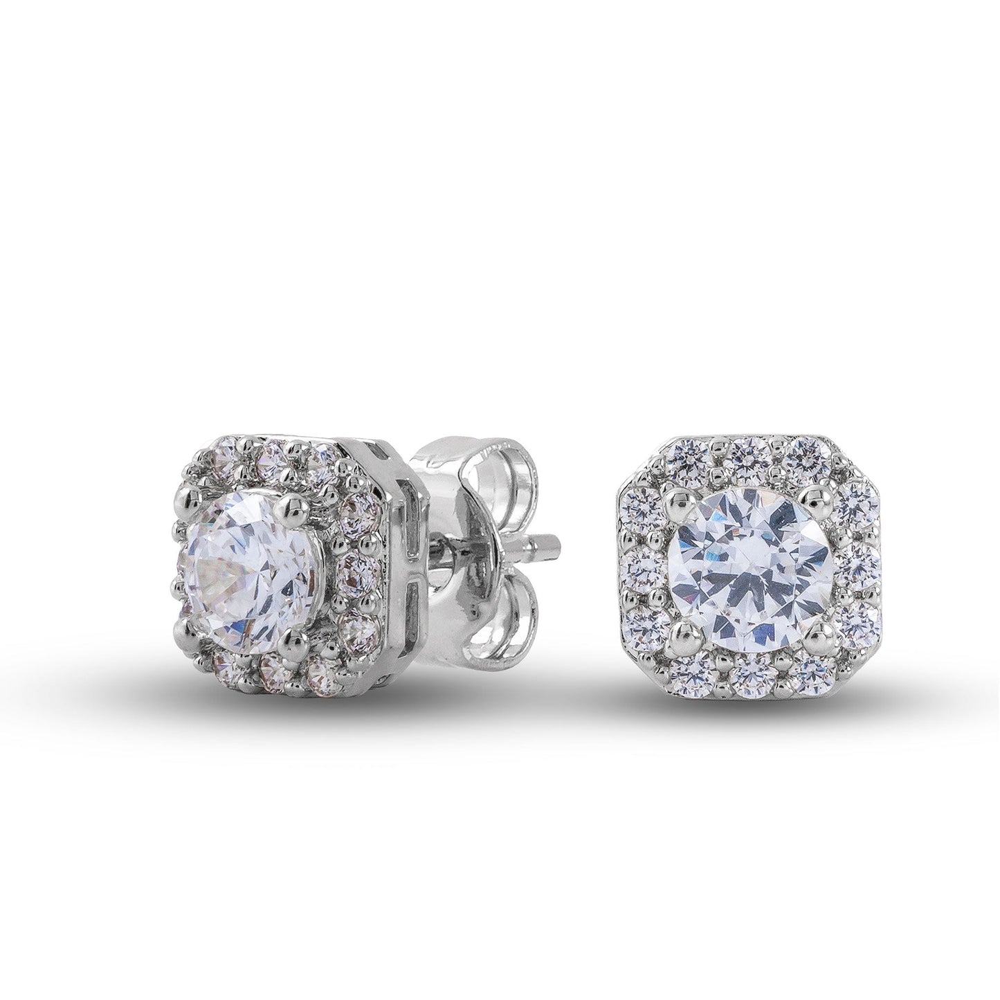 Cushion Cut Lab Grown Diamond Stud Earrings in Solid White Gold