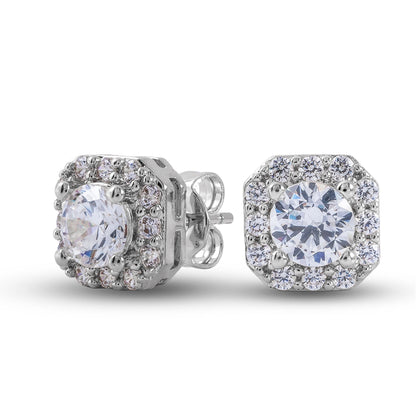 Cushion Cut Lab Grown Diamond Stud Earrings in Solid White Gold