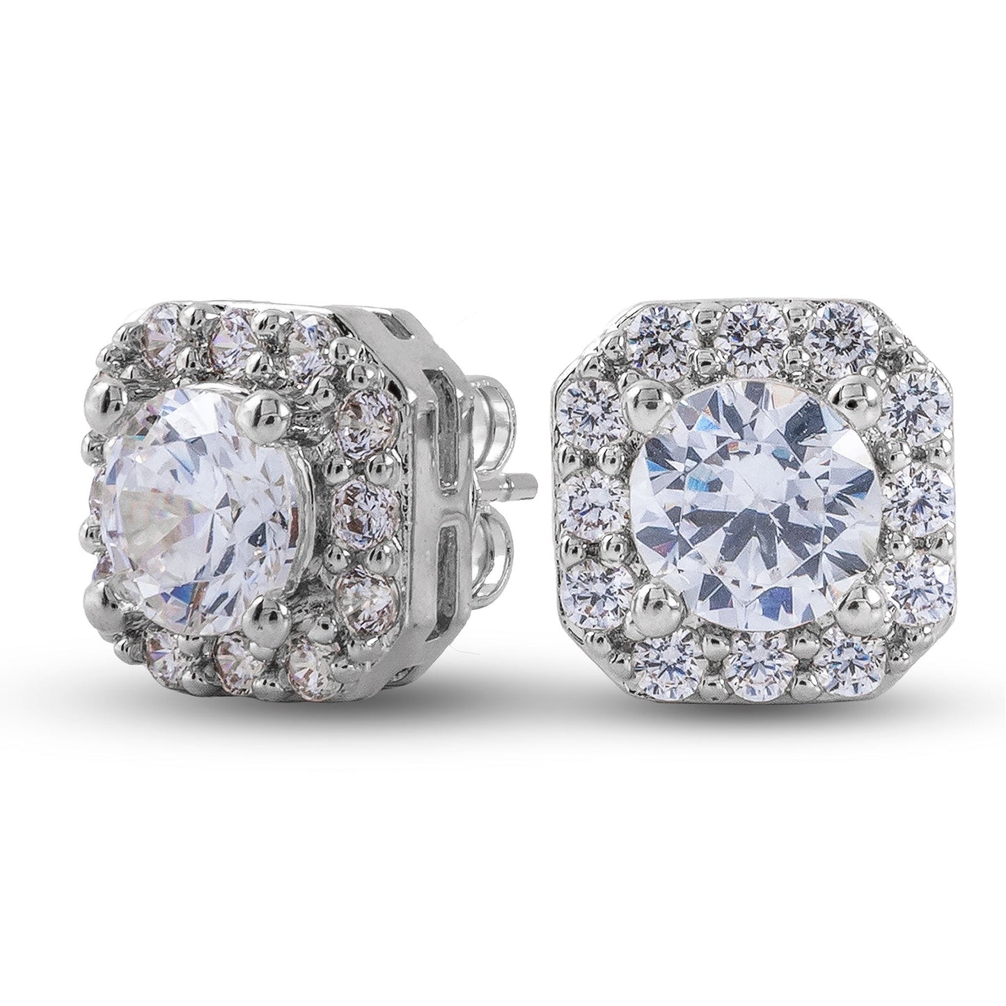 Cushion Cut Lab Grown Diamond Stud Earrings in Solid White Gold