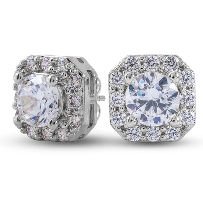 Cushion Cut Lab Grown Diamond Stud Earrings in Solid White Gold