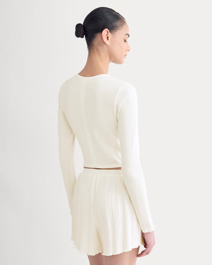Lounge Rib Cropped Shirt | Bone