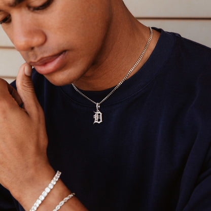 Detroit Tigers Official MLB Micro Logo Pendant in White Gold