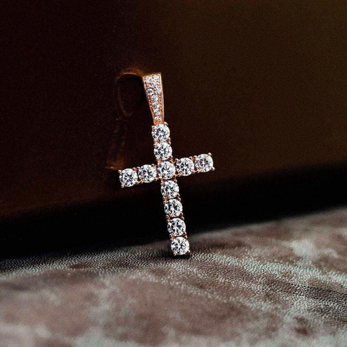 Diamond Cross Pendant in Rose Gold