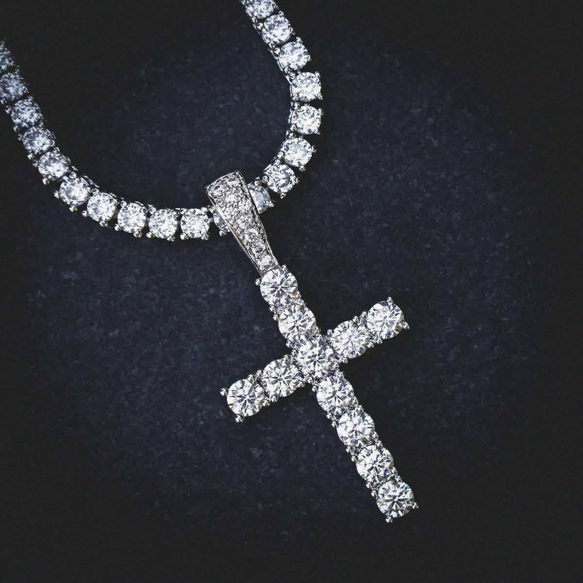 Diamond Cross Pendant in White Gold