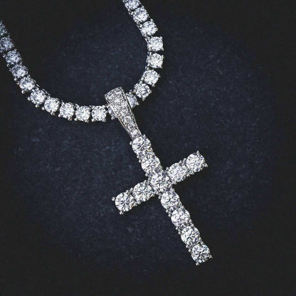 Diamond Cross Pendant in White Gold