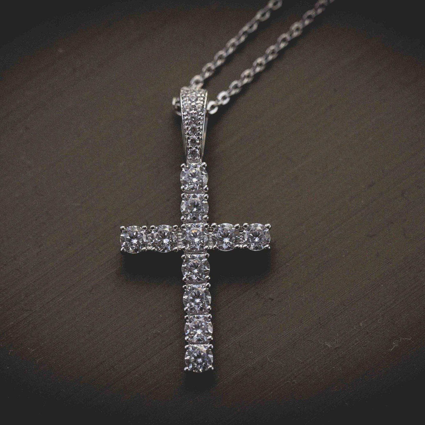 Diamond Cross Pendant in White Gold