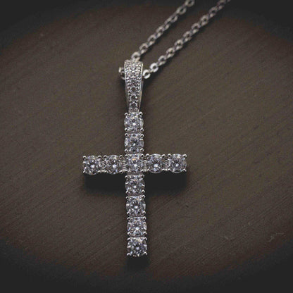 Diamond Cross Pendant in White Gold