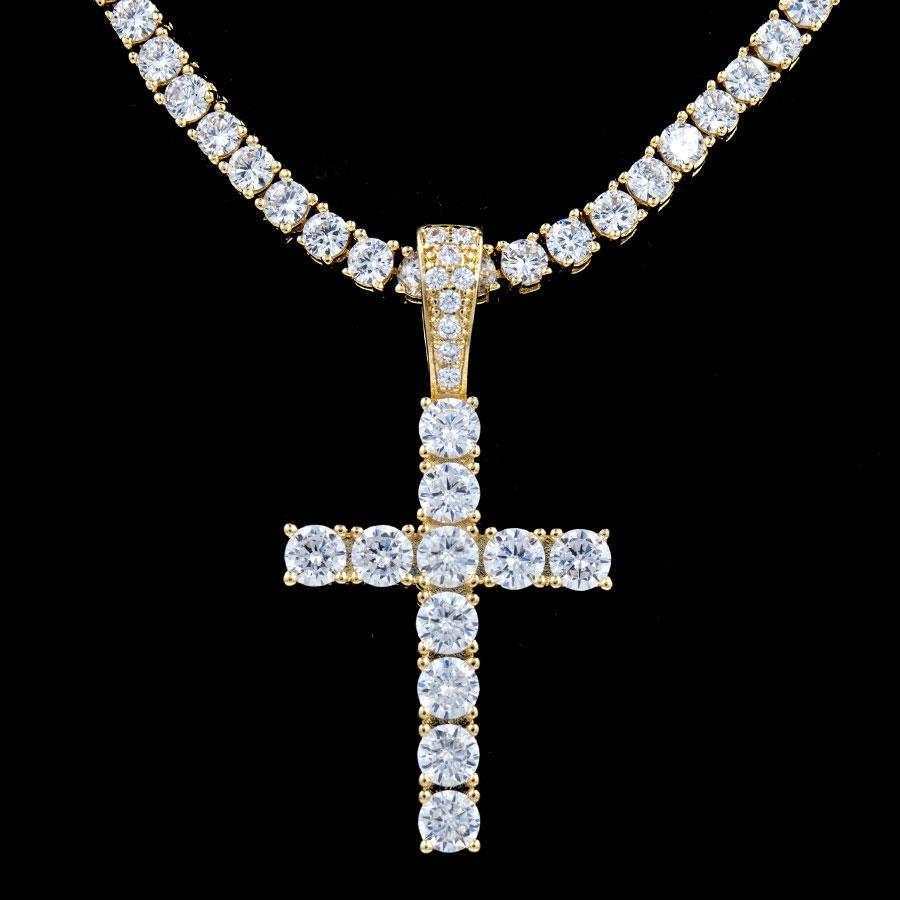 Diamond Cross Pendant in Yellow Gold