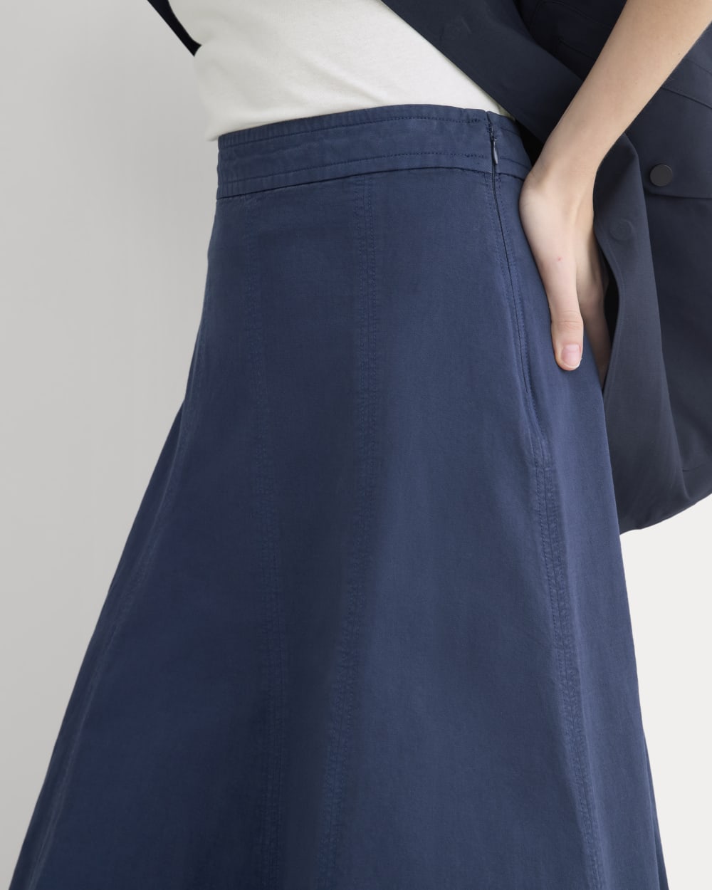 Seamed Midi Skirt | Navy