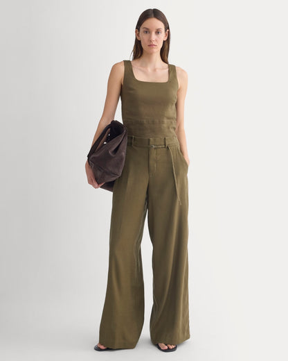 Square Tank in Stretch Linen | Beech