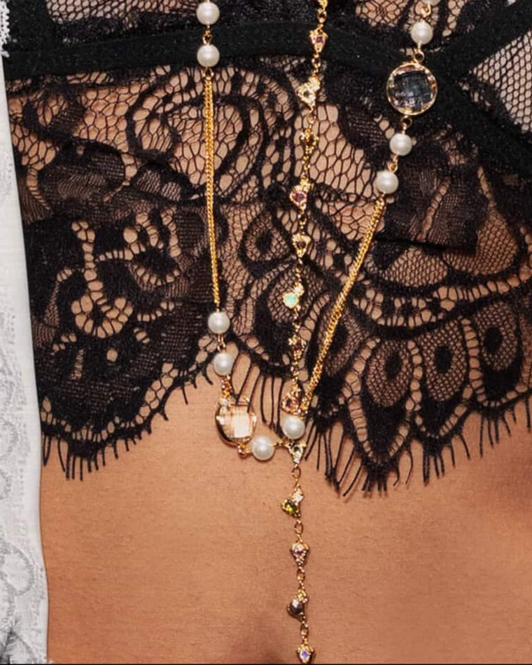 Pearl Cascade Long Station Necklace