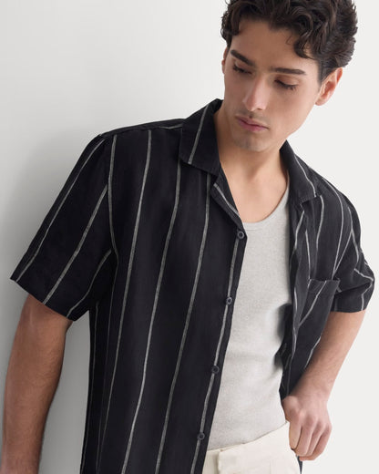 Linen Resort Shirt | Black / Bone