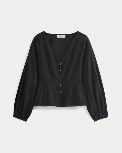 Balloon Sleeve Top in Cotton Silk | Black