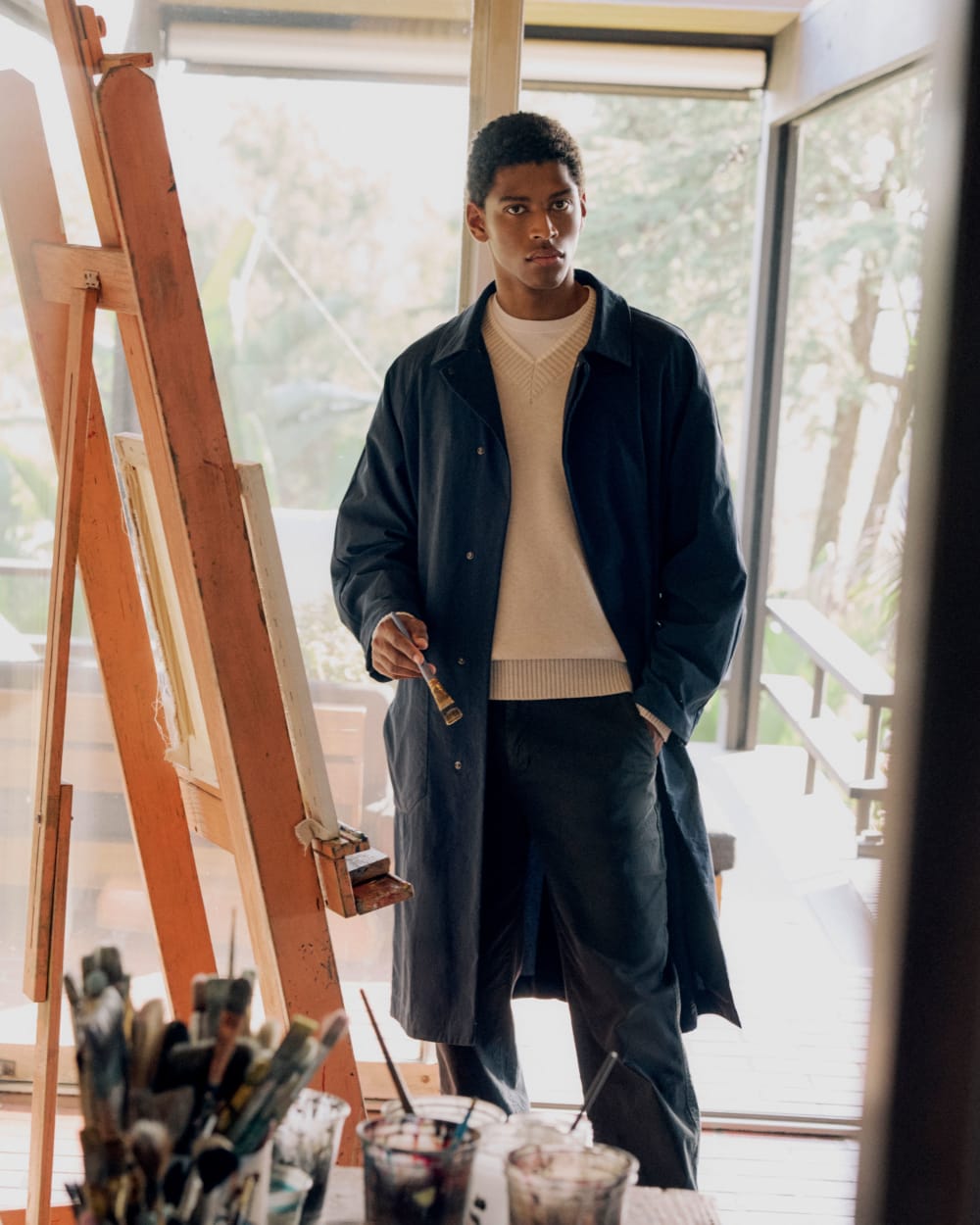 Relaxed V-Neck Sweater in Everyday Cotton | Heathered Oat