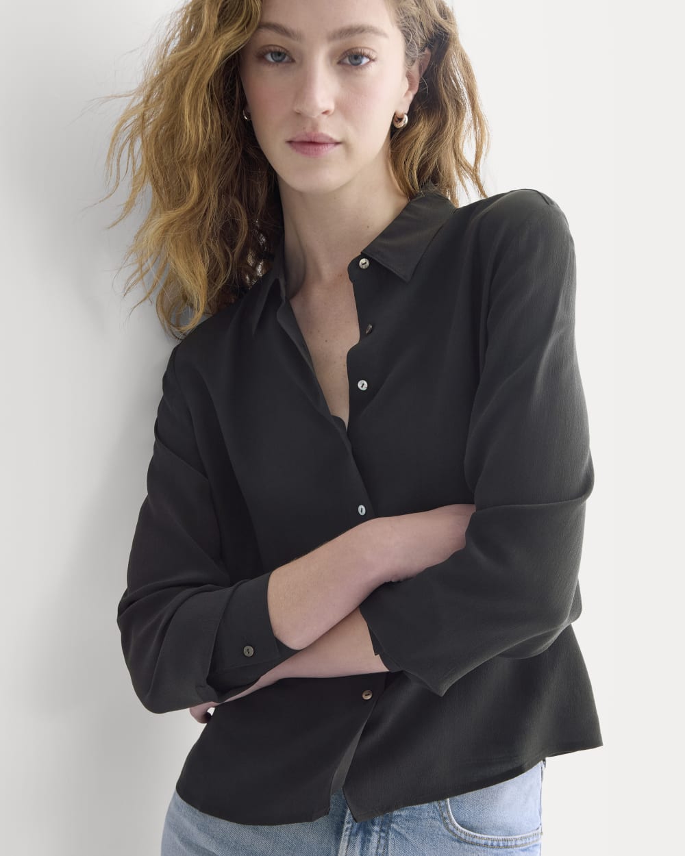 Shrunken Top in Washable Silk | Black