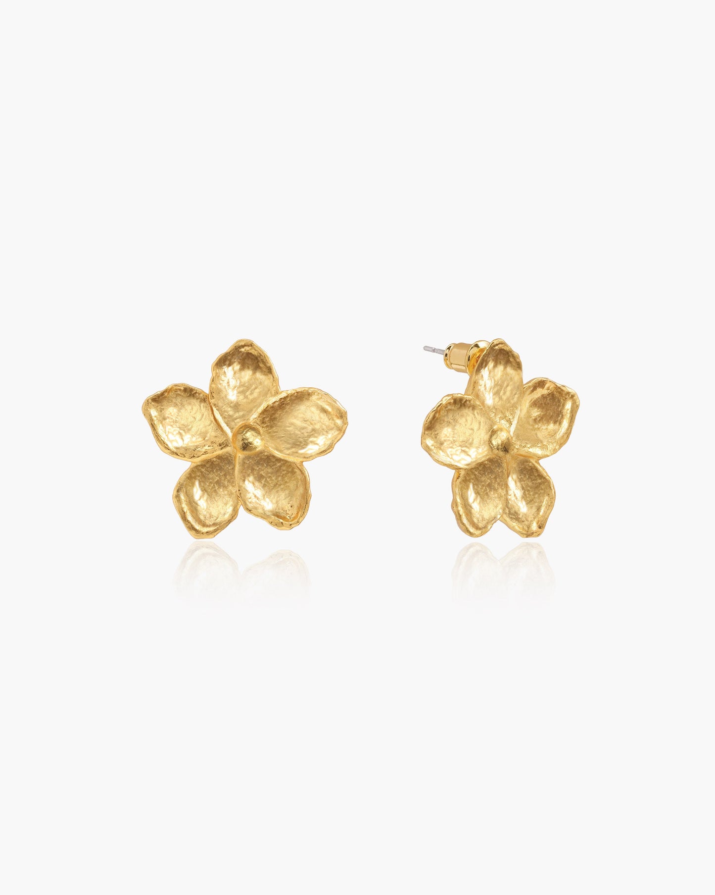 Gold Textured Floral Earrings