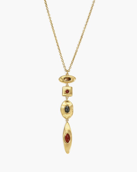 Petra Multi-Stone Drop Necklace in Gold