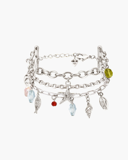 Coral Dancer Multi-charm Bracelet in Silver