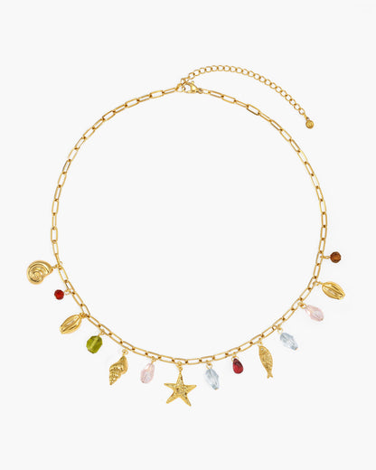 Coral Dancer Multi-charm Choker Necklace in Silver
