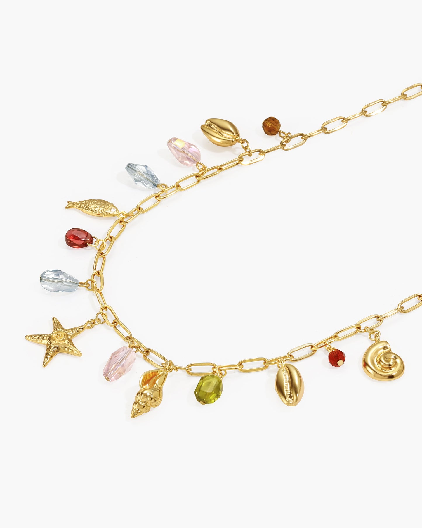 Coral Dancer Multi-charm Choker Necklace in Gold