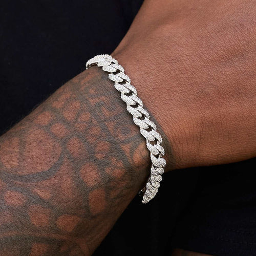 Diamond Cuban Bracelet in White Gold - 8.5mm