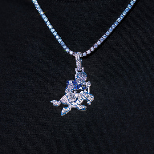 Dallas Cowboys Official NFL Vintage Logo Pendant in White Gold
