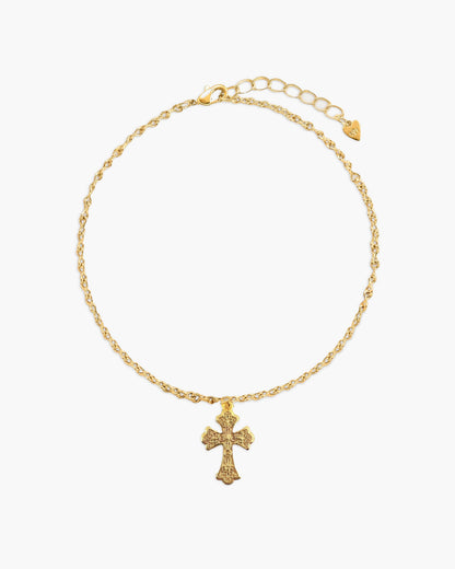 Relic Cross Charm Anklet in Gold