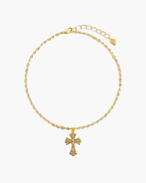 Relic Cross Charm Anklet in Gold