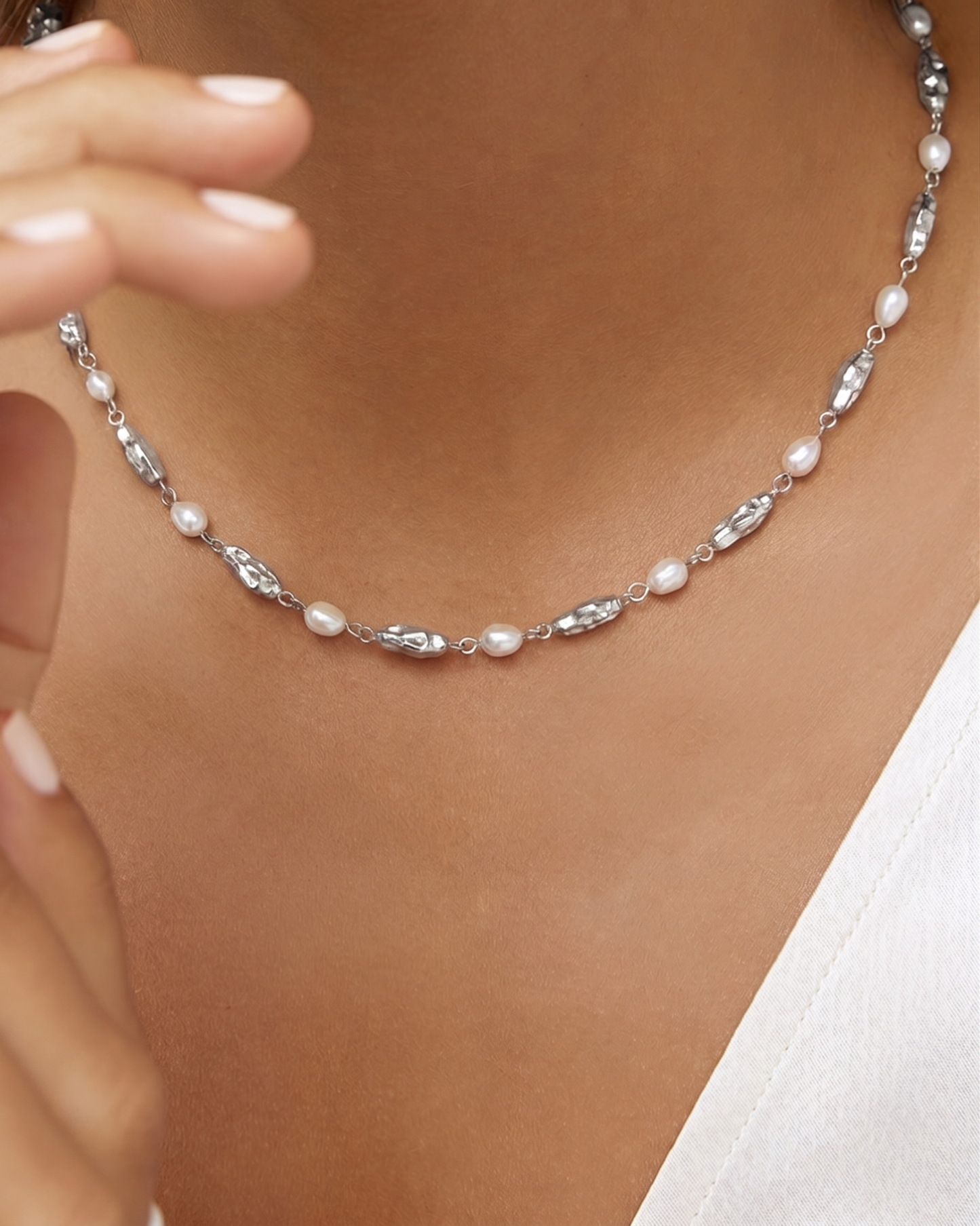 Mimi Pearl and Silver Necklace