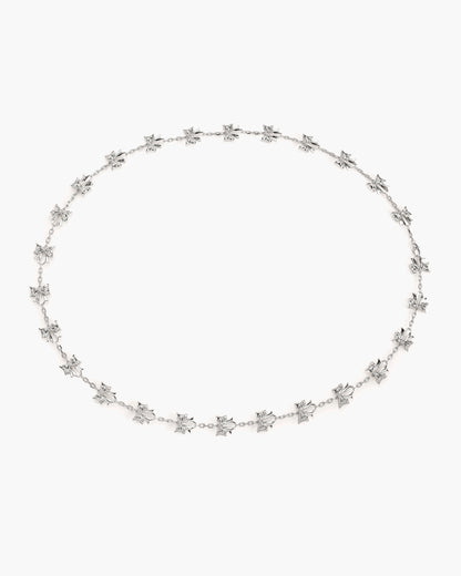 Bow Lariat Long Necklace in Silver