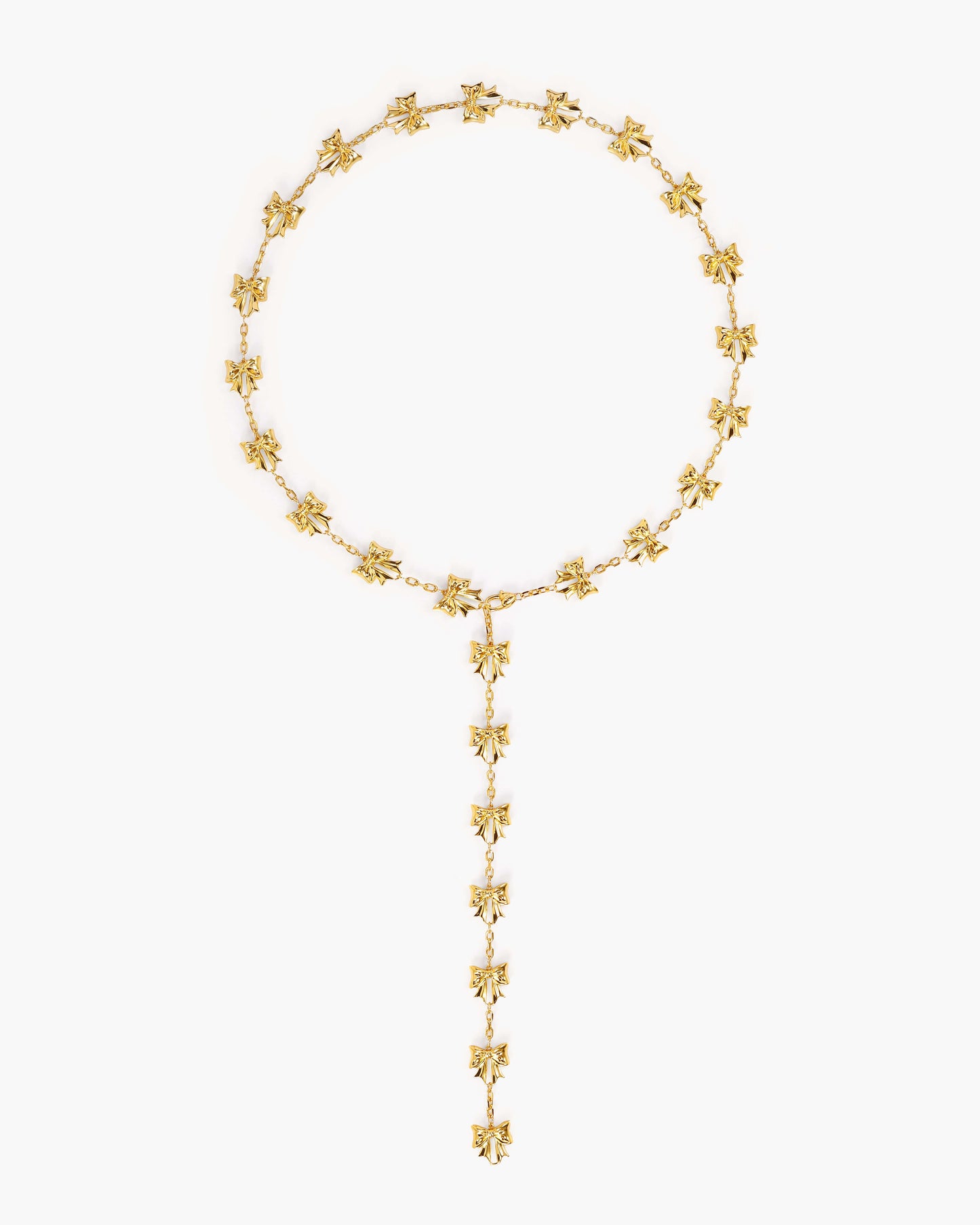 Bow Lariat Long Necklace in Gold