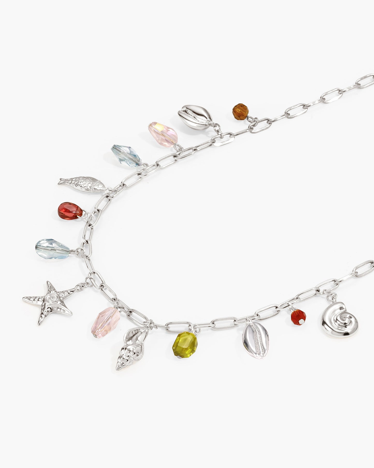 Coral Dancer Multi-charm Choker Necklace in Silver