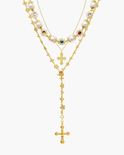 Daisy Pearl Necklace in Silver