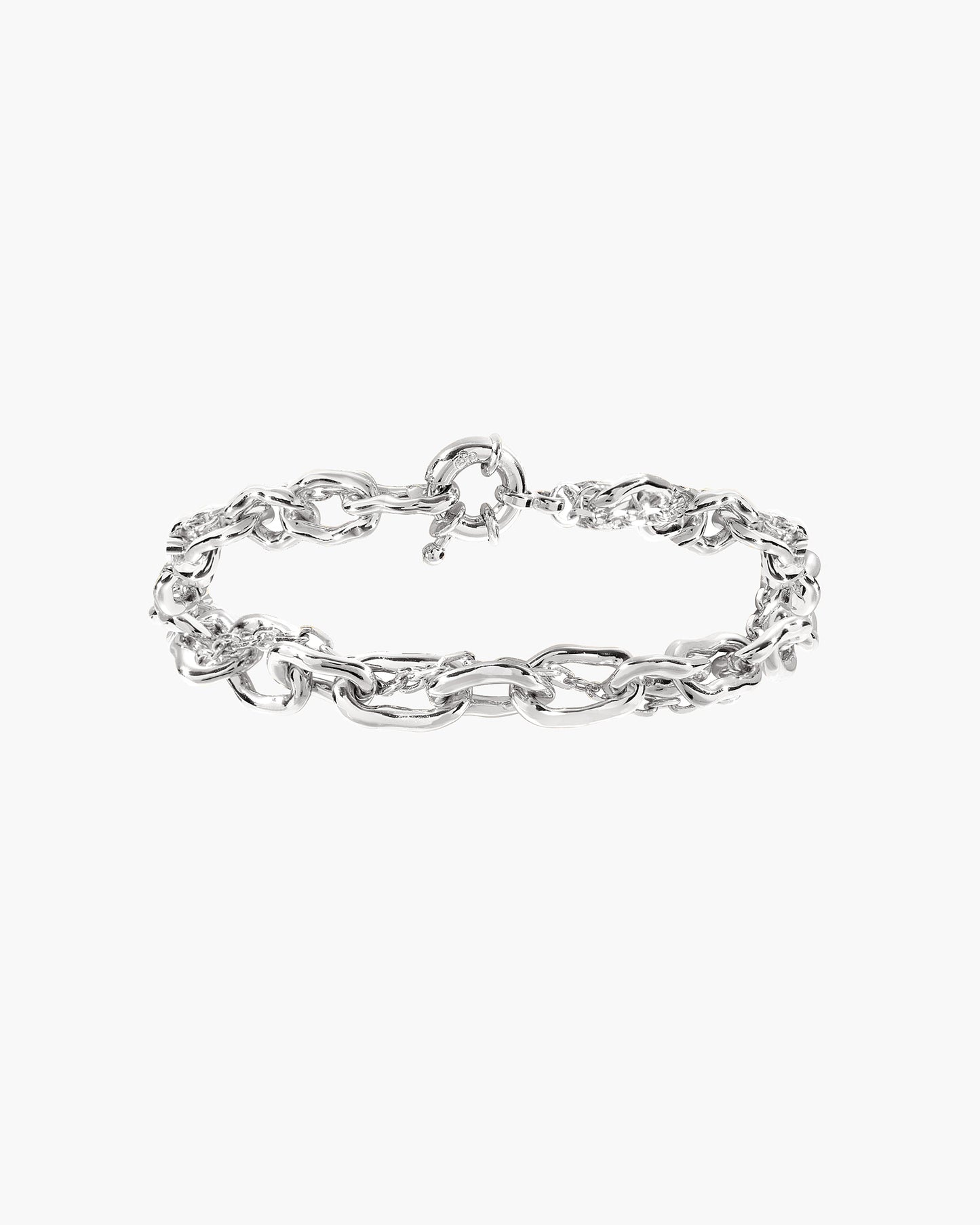 Molten Dual Chain Bracelet in Silver