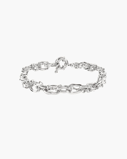 Molten Dual Chain Bracelet in Silver