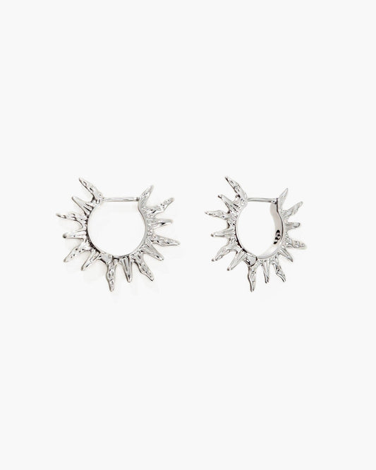Sun Hoop Earrings in Silver