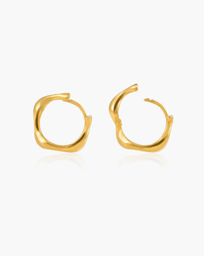 Gold Wave Hoop Earrings