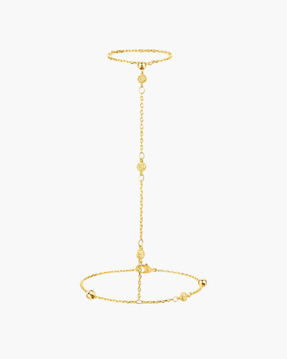 Hojas Coin Hand Chain Bracelet in Silver