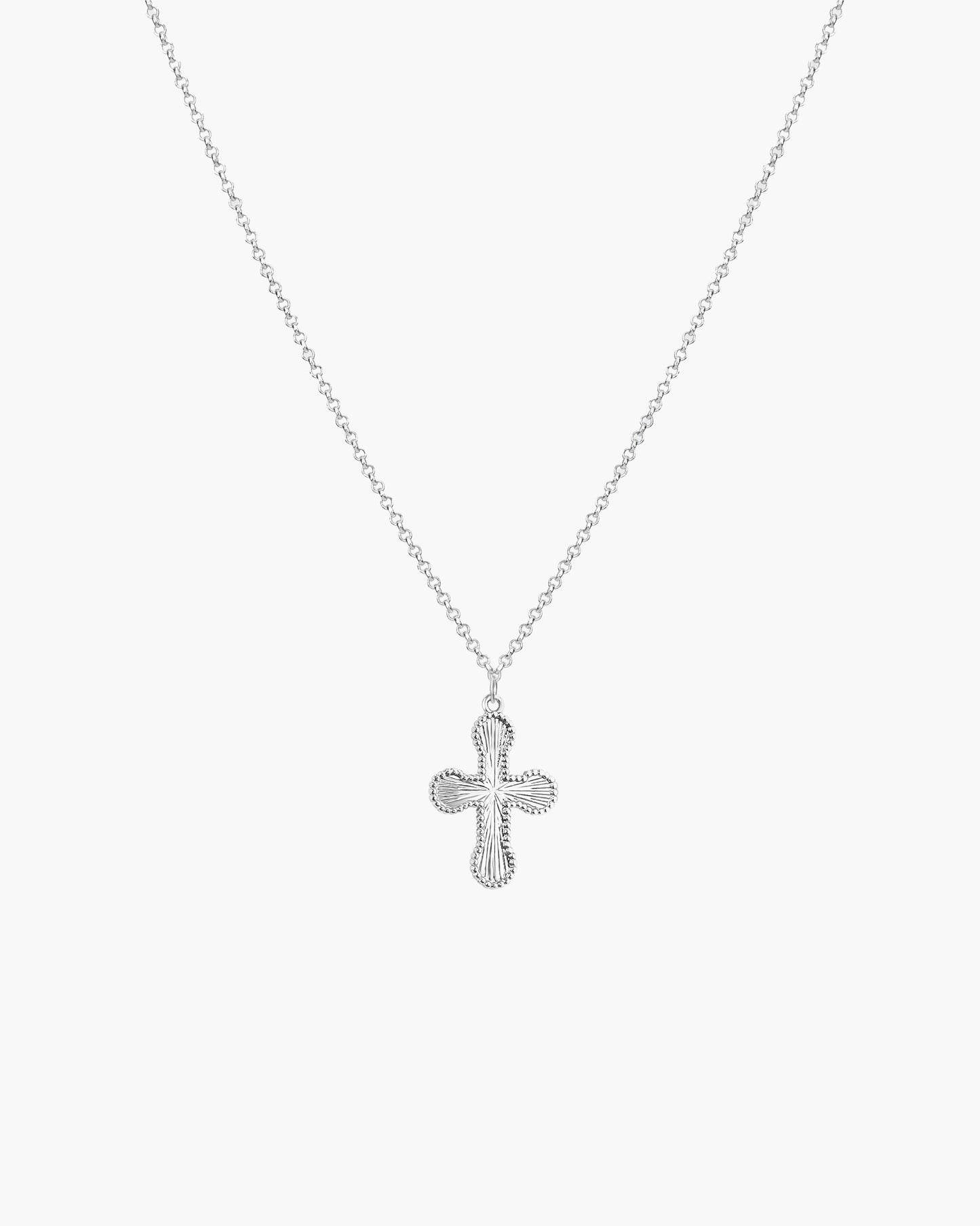 Mini Cross Pendant Necklace in Silver