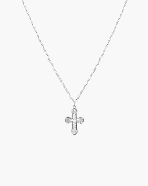 Mini Cross Pendant Necklace in Silver