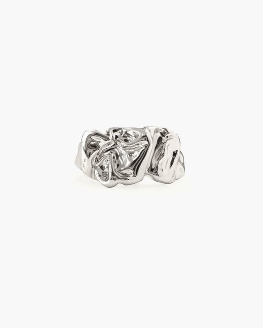 Textured Molten Ring in Silver
