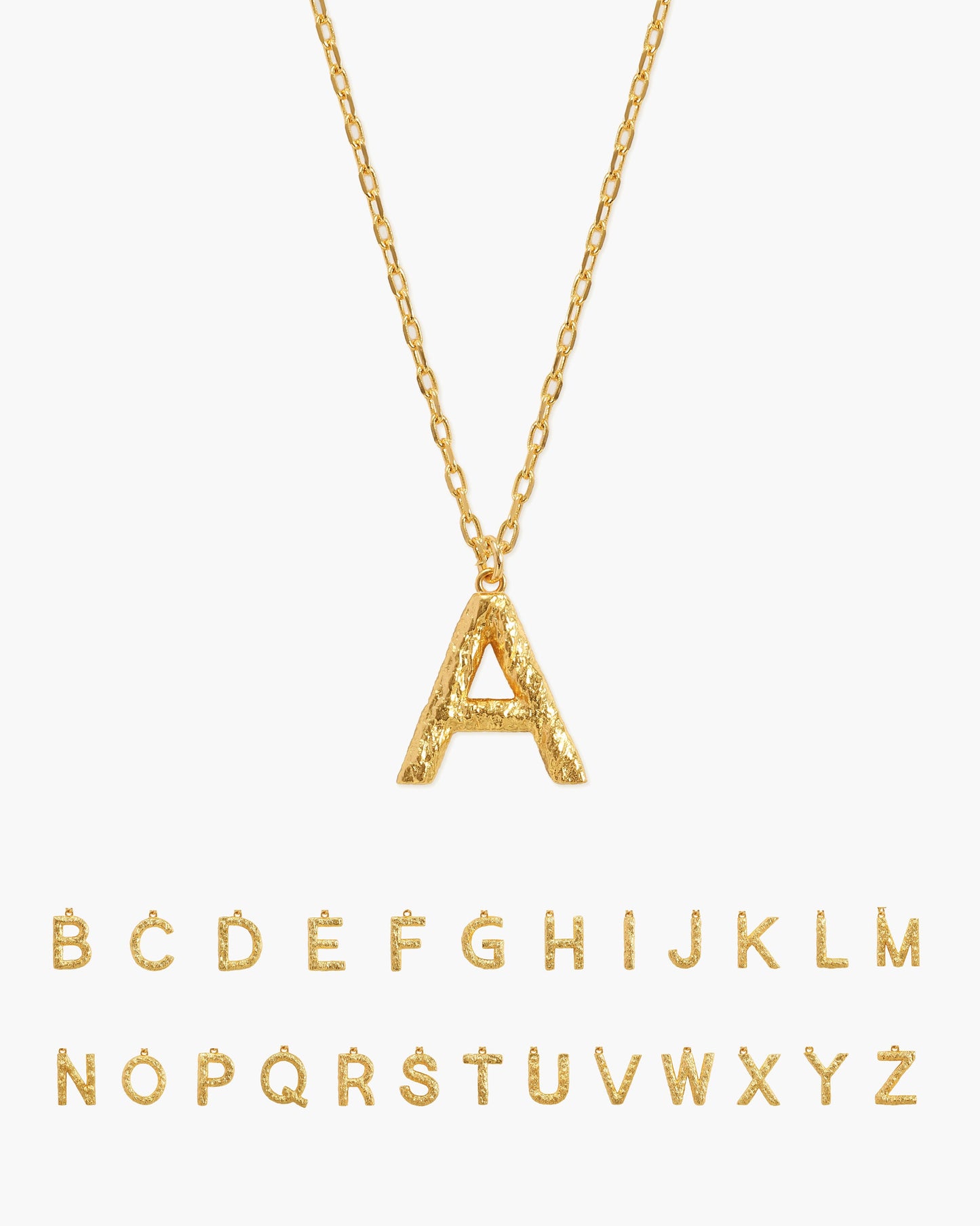 Textured Initial Letter Necklace in Silver